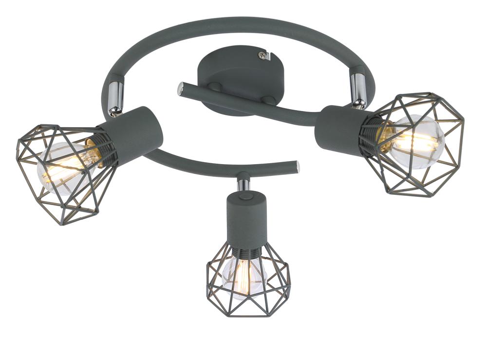 Plafonnier 3 Lampes Acier Mat Gris · Verve
