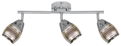 Plafonnier 3 Lampes Acier Verre Chromé · Milton