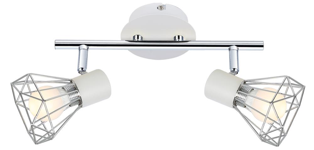 Plafonnier 2 Lampes Acier Blanc Chromé · Verve