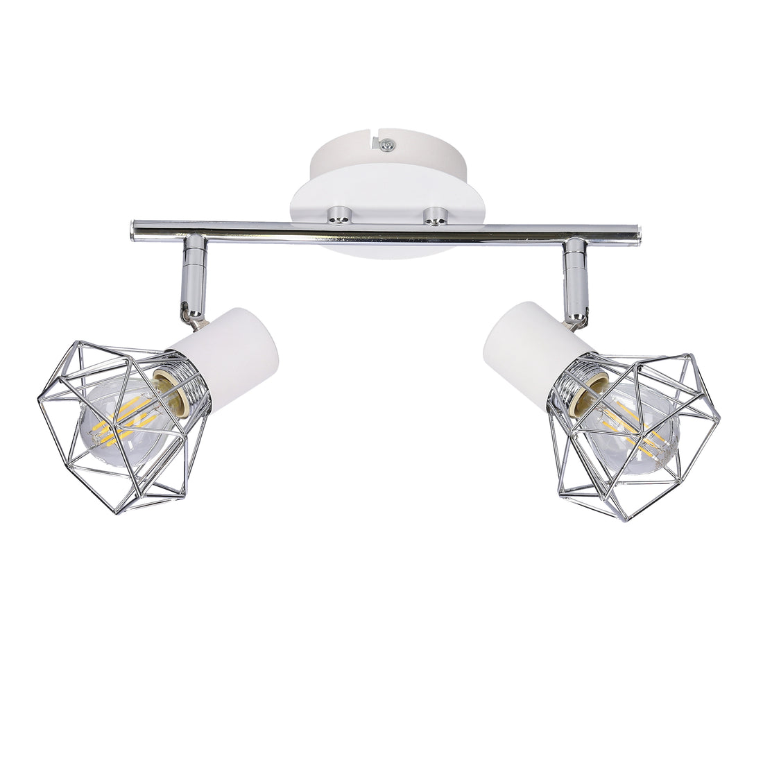 Plafonnier 2 Lampes Acier Blanc Chromé · Verve · photo 2