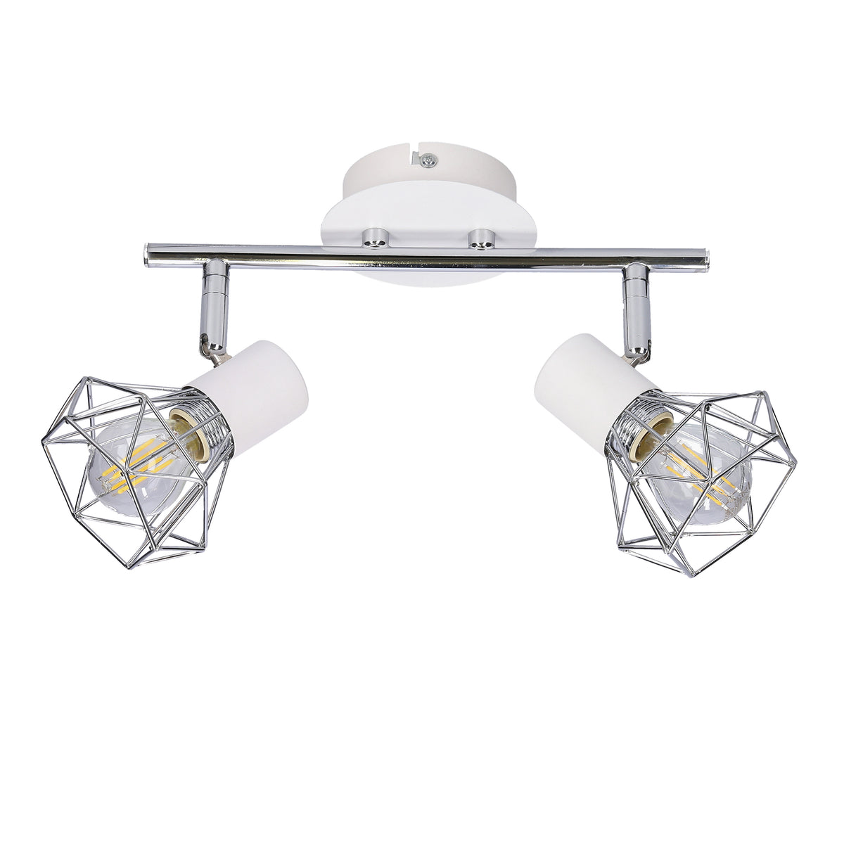 Plafonnier 2 Lampes Acier Blanc Chromé · Verve · photo 2