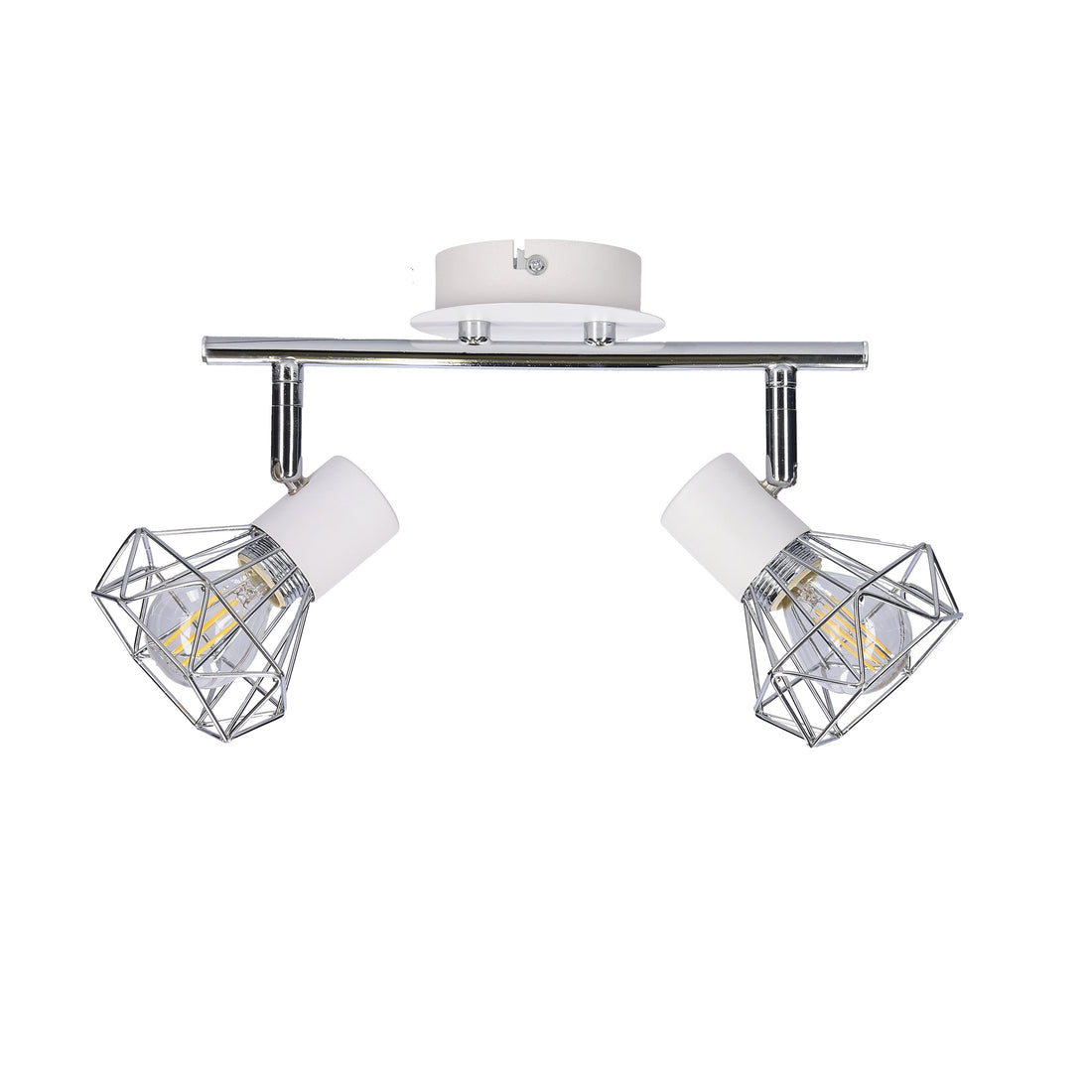 Plafonnier 2 Lampes Acier Blanc Chromé · Verve · photo 3