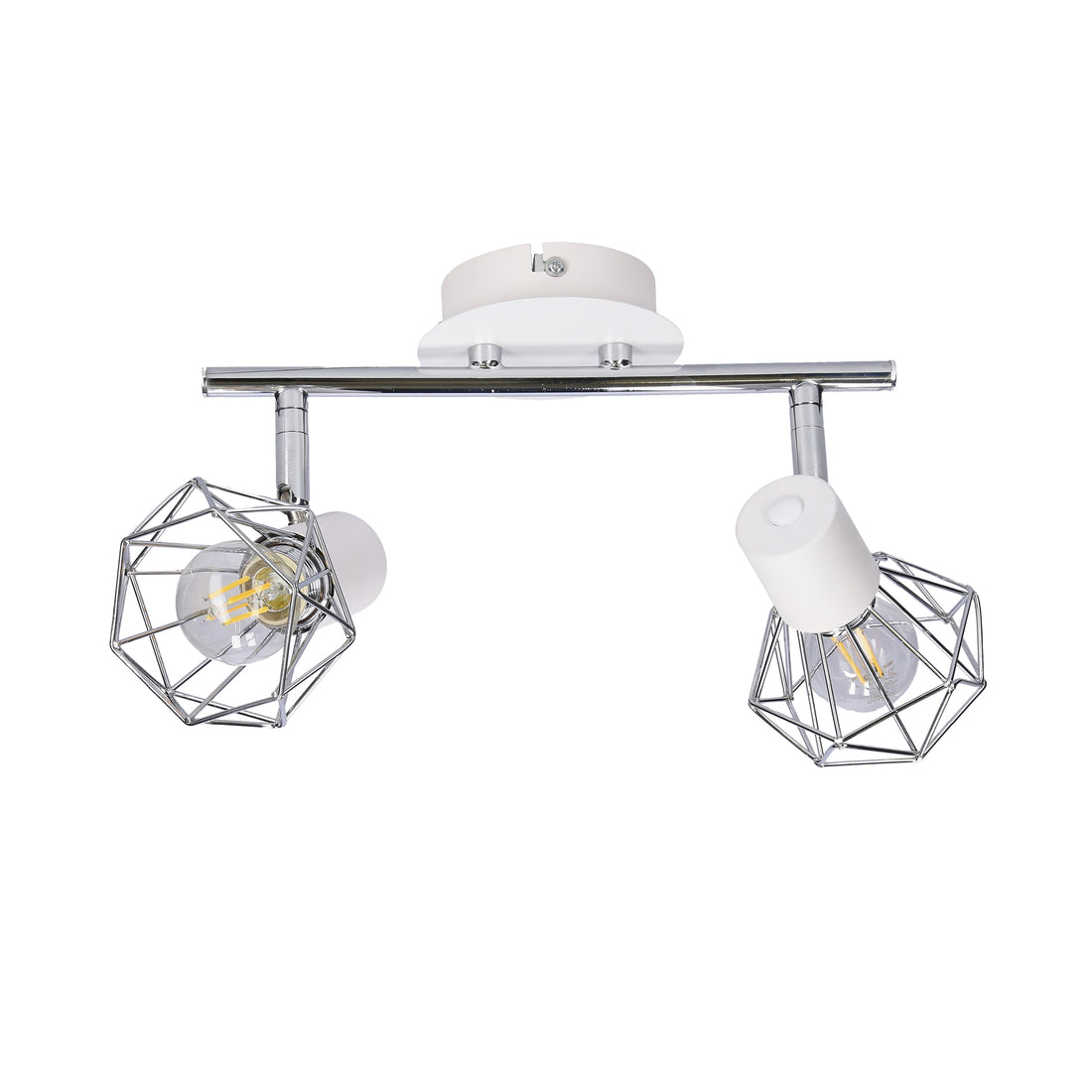 Plafonnier 2 Lampes Acier Blanc Chromé · Verve · photo 4