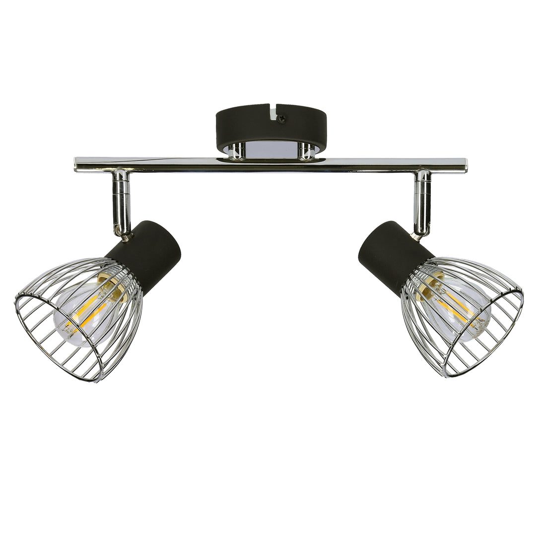 Plafonnier 2 Lampes Métal Noir Chromé · Modo