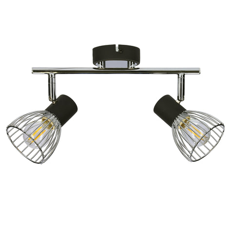 Plafonnier 2 Lampes Métal Noir Chromé · Modo