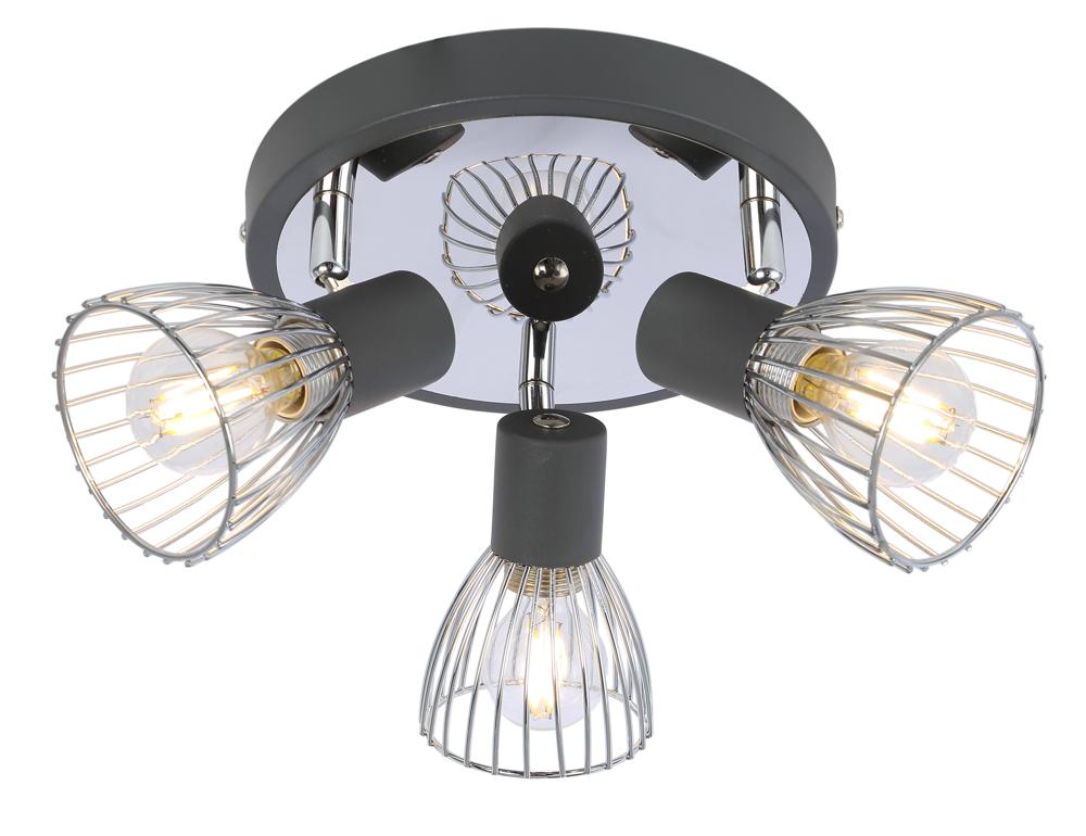 Plafonnier 3 Lampes Métal Noir Chromé · Modo