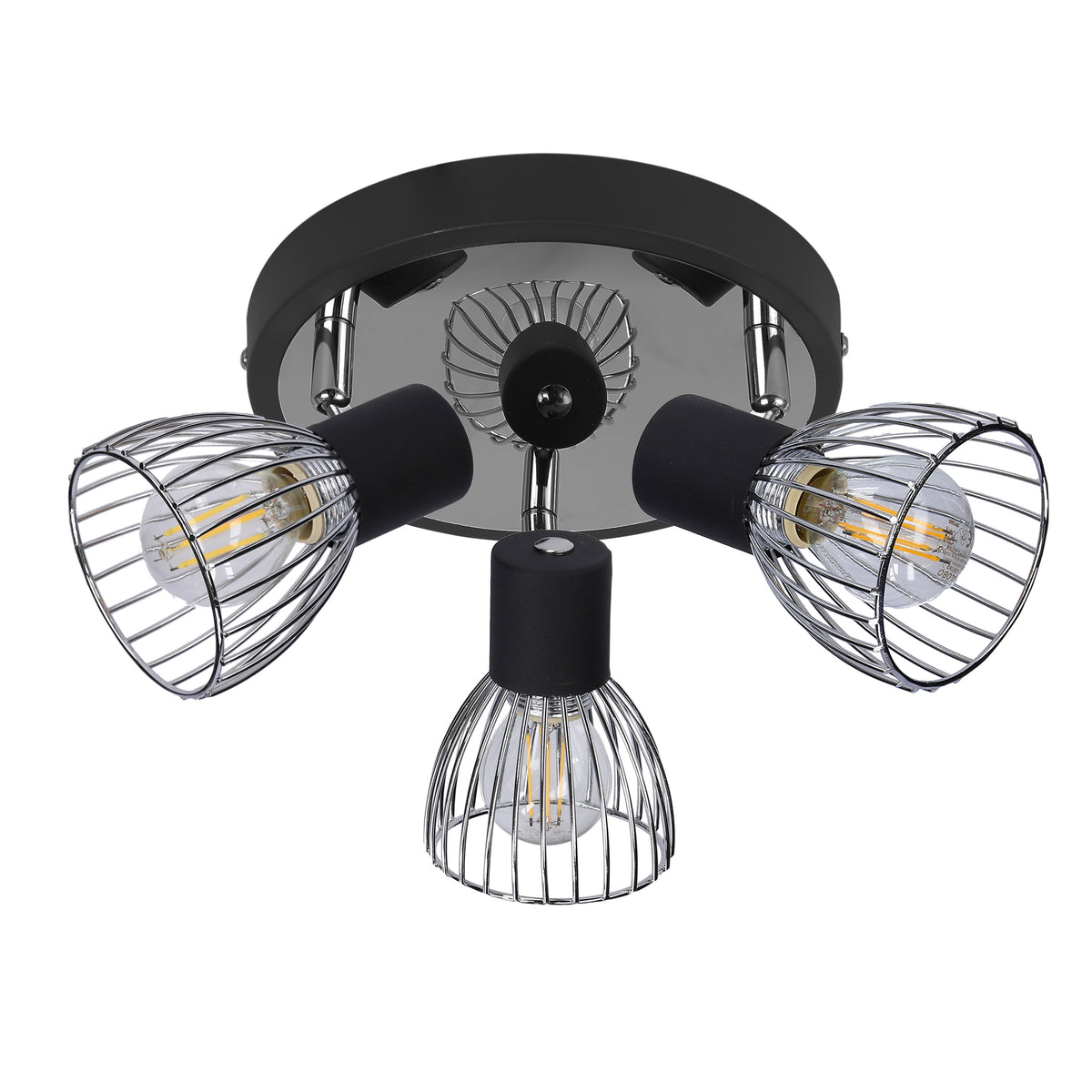 Plafonnier 3 Lampes Métal Noir Chromé · Modo · photo 2