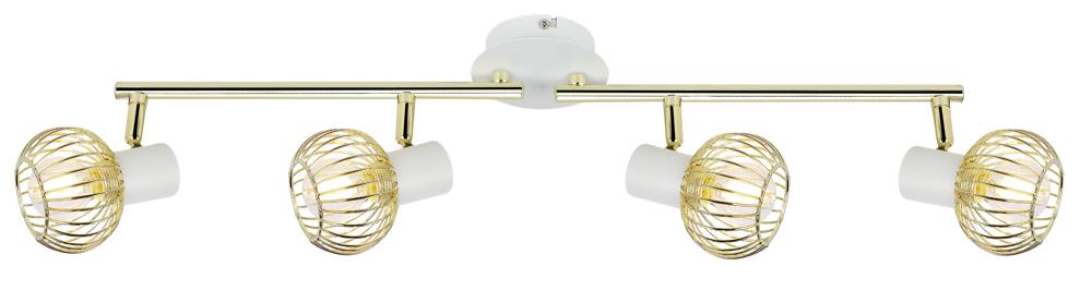 Plafonnier 4 Lampes Métal Blanc et Doré · Oslo