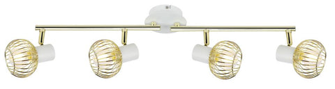 Plafonnier 4 Lampes Métal Blanc et Doré · Oslo