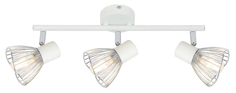 Plafonnier 3 Lampes Métal Blanc Chromé · Fly