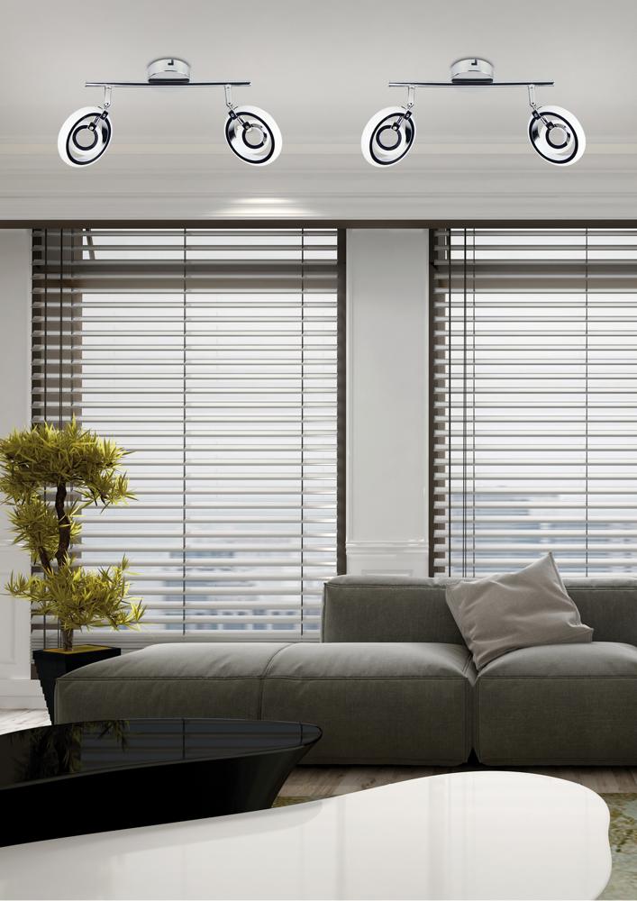 Plafonnier 2 Lampes LED Acier Composite Chromé · Celt · photo 3