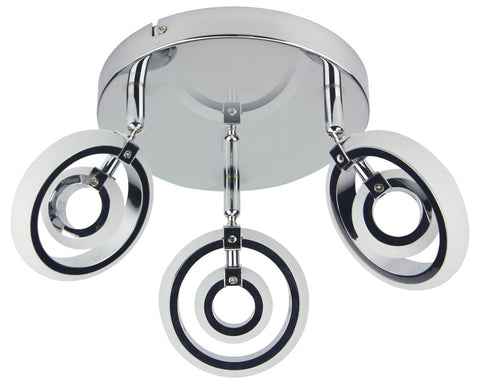 Plafonnier 3 Lampes LED Acier Composite Chromé · Celt