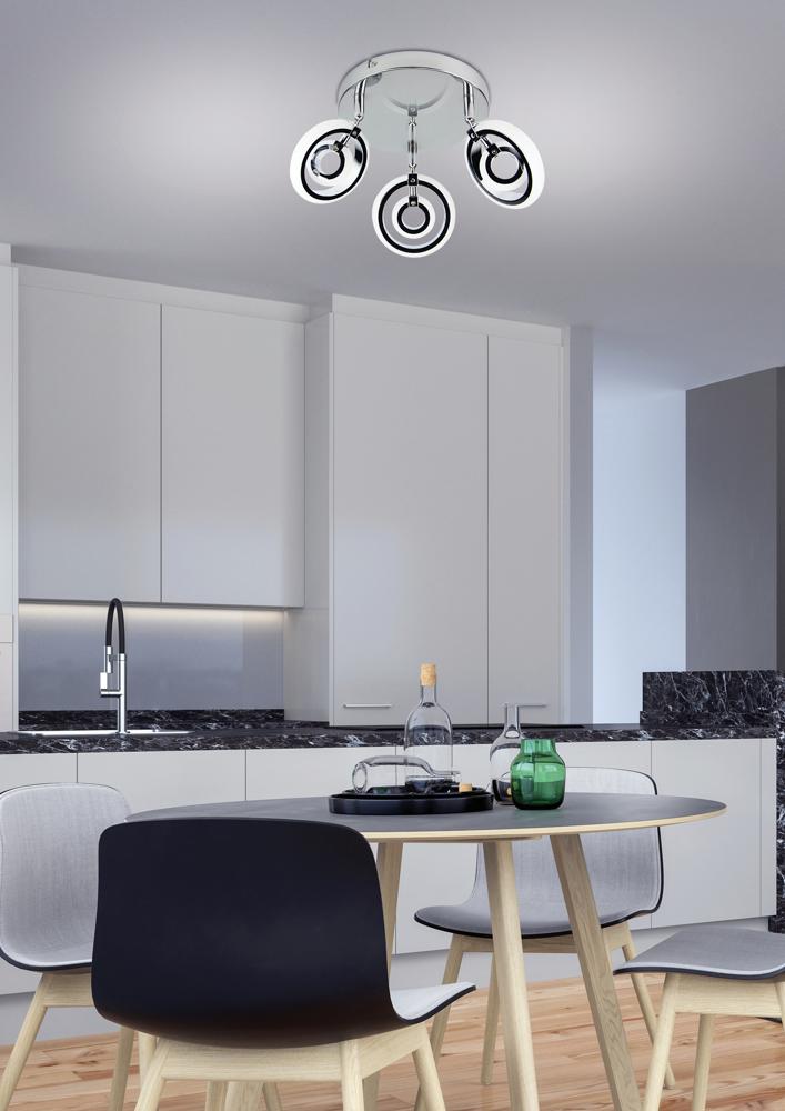 Plafonnier 3 Lampes LED Acier Composite Chromé · Celt · photo 3
