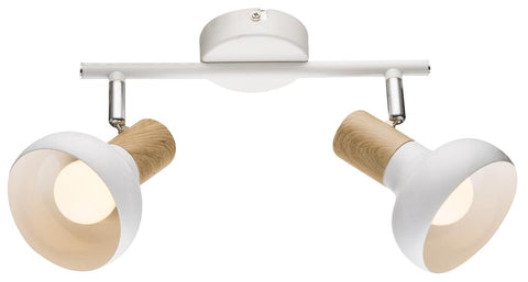 Plafonnier 2 Lampes Acier Blanc · Puerto