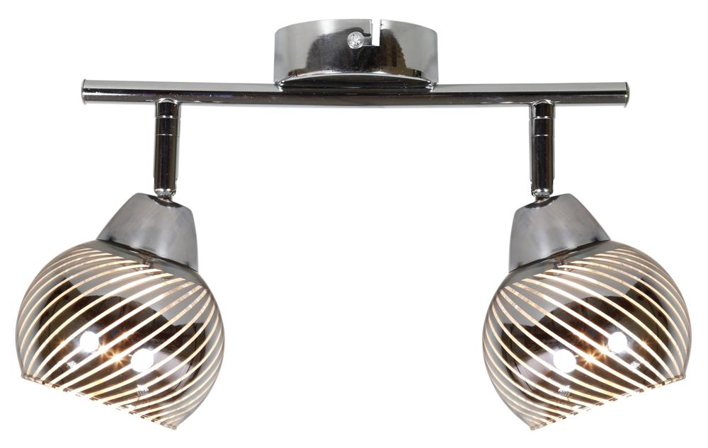 Plafonnier 2 Lampes Acier Verre Chromé · Fort
