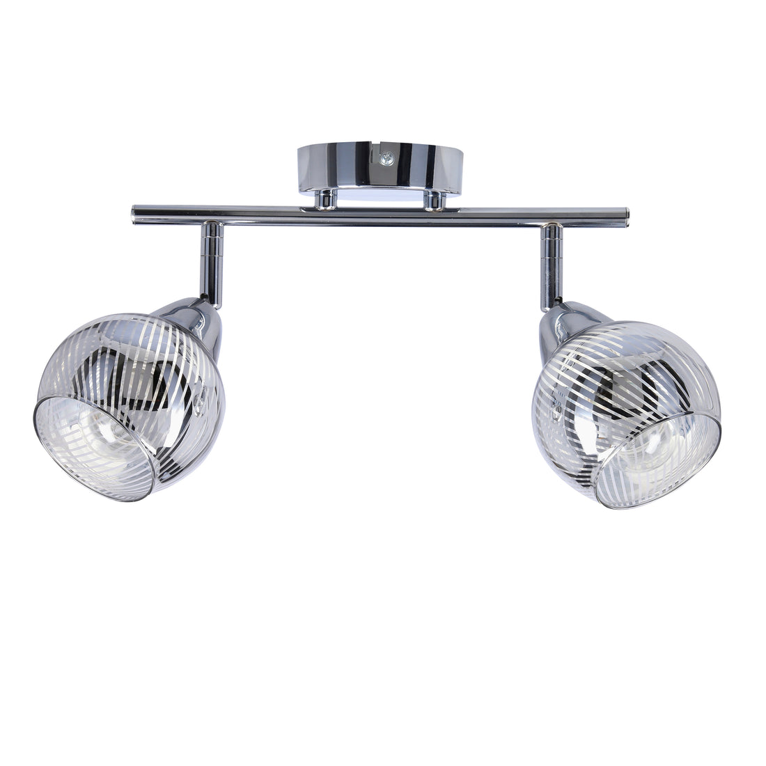 Plafonnier 2 Lampes Acier Verre Chromé · Fort · photo 3