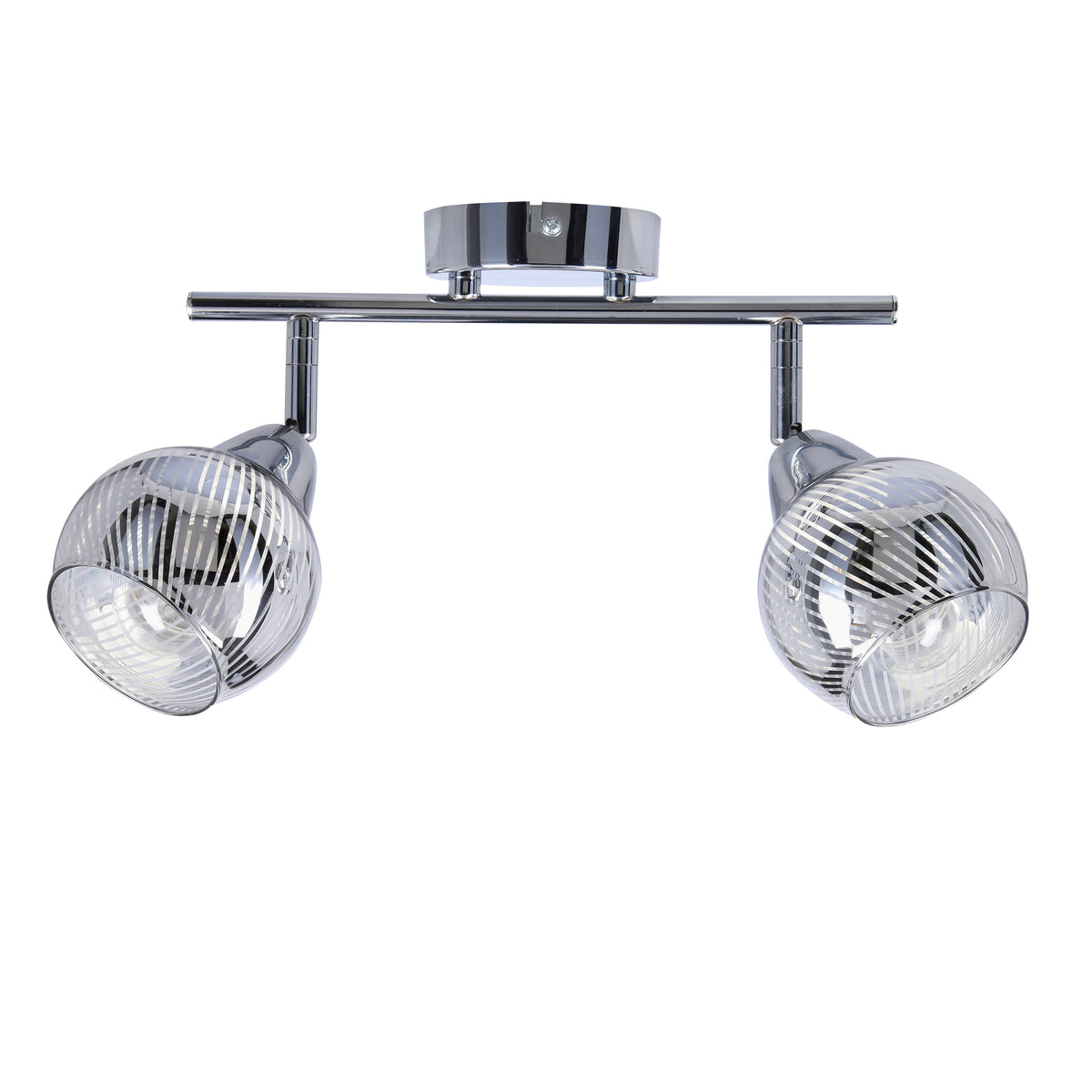 Plafonnier 2 Lampes Acier Verre Chromé · Fort · photo 3