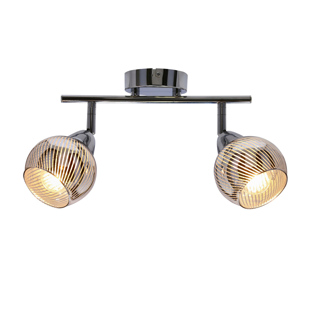 Plafonnier 2 Lampes Acier Verre Chromé · Fort · photo 4