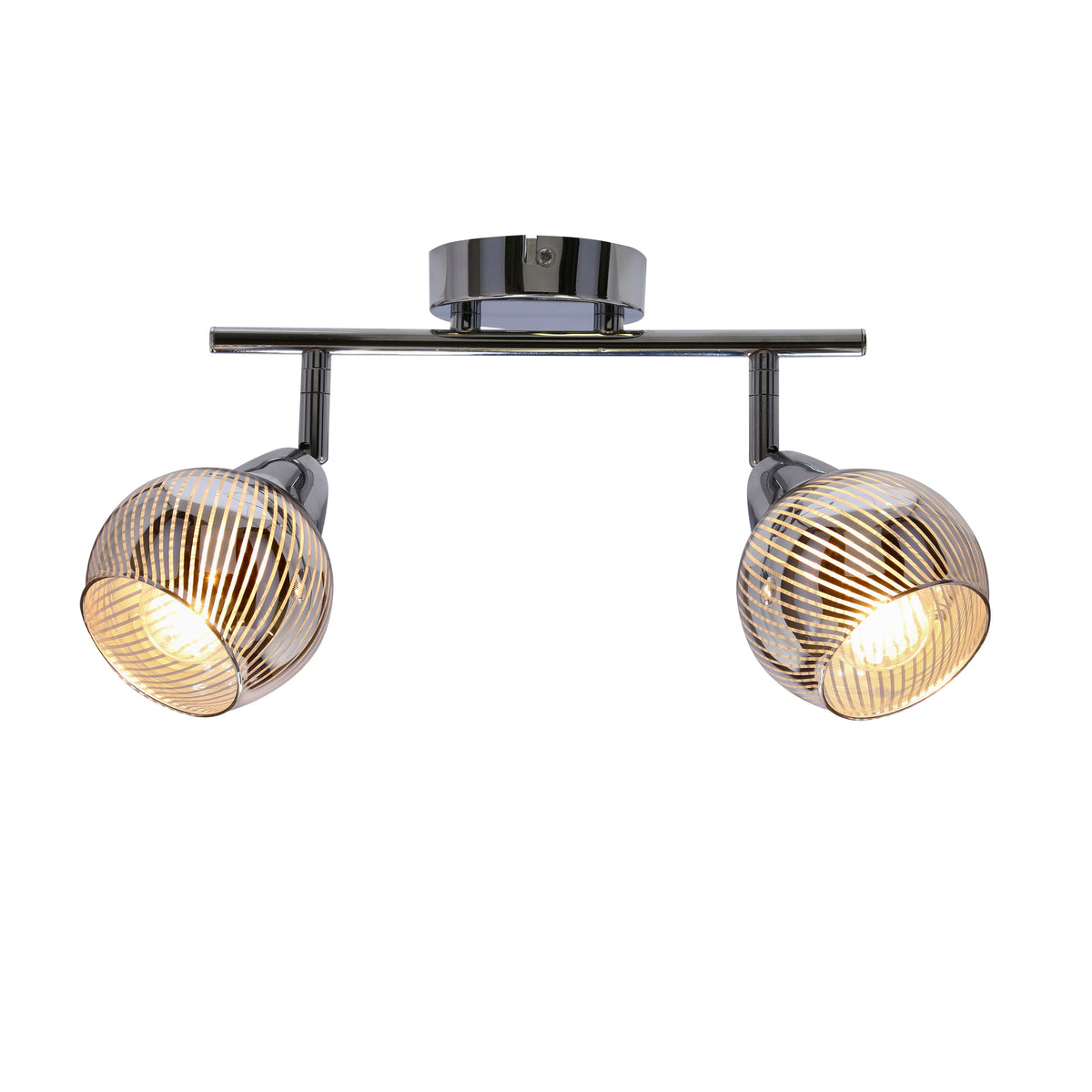 Plafonnier 2 Lampes Acier Verre Chromé · Fort · photo 4
