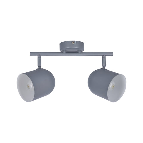 Plafonnier 2 Lampes Métal Mat Gris · Azuro