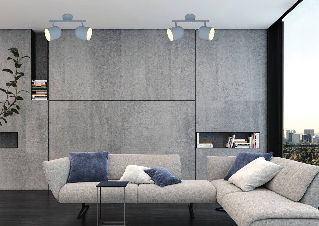 Plafonnier 2 Lampes Métal Mat Gris · Azuro · photo 2