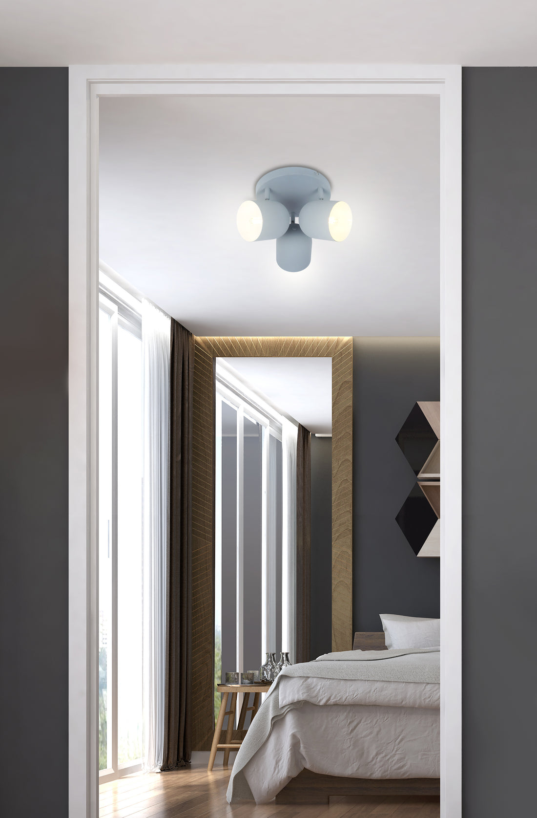 Plafonnier 3 Lampes Acier Mat Gris · Azuro · photo 2
