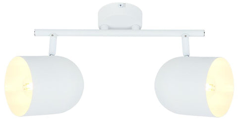 Plafonnier 2 Lampes Acier Blanc · Azuro