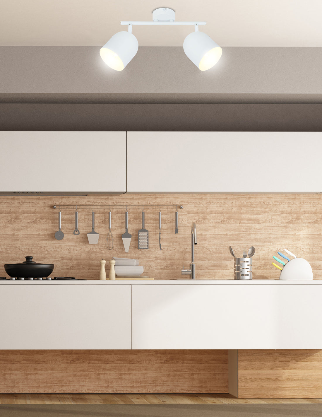 Plafonnier 2 Lampes Acier Blanc · Azuro · photo 4