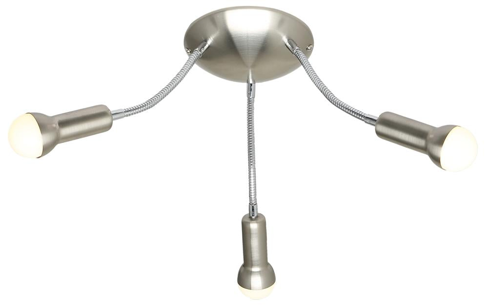 Plafonnier 3 Lampes Acier Satiné · Arc