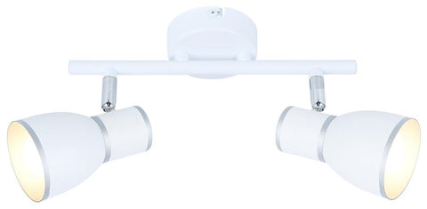 Plafonnier 2 Lampes Acier Blanc Chromé · Fido