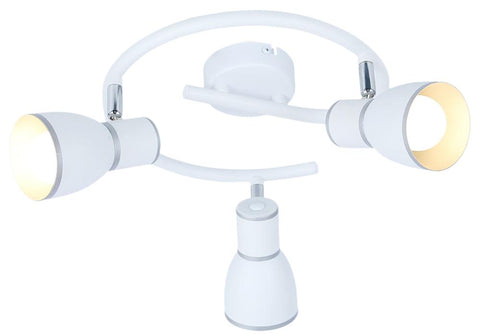 Plafonnier 3 Lampes Métal Blanc Chromé · Fido