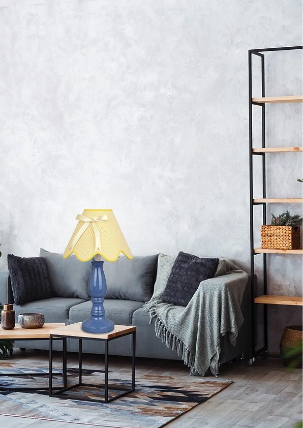 Lampe à poser Tissu Céramique Bleu et Jaune · Lola · photo 3