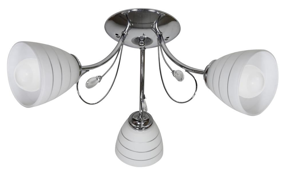 Suspension 3 Lampes Acier Verre Chromé