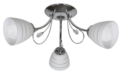 Suspension 3 Lampes Acier Verre Chromé