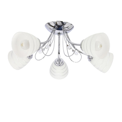Suspension 5 Lampes Acier Verre Chromé