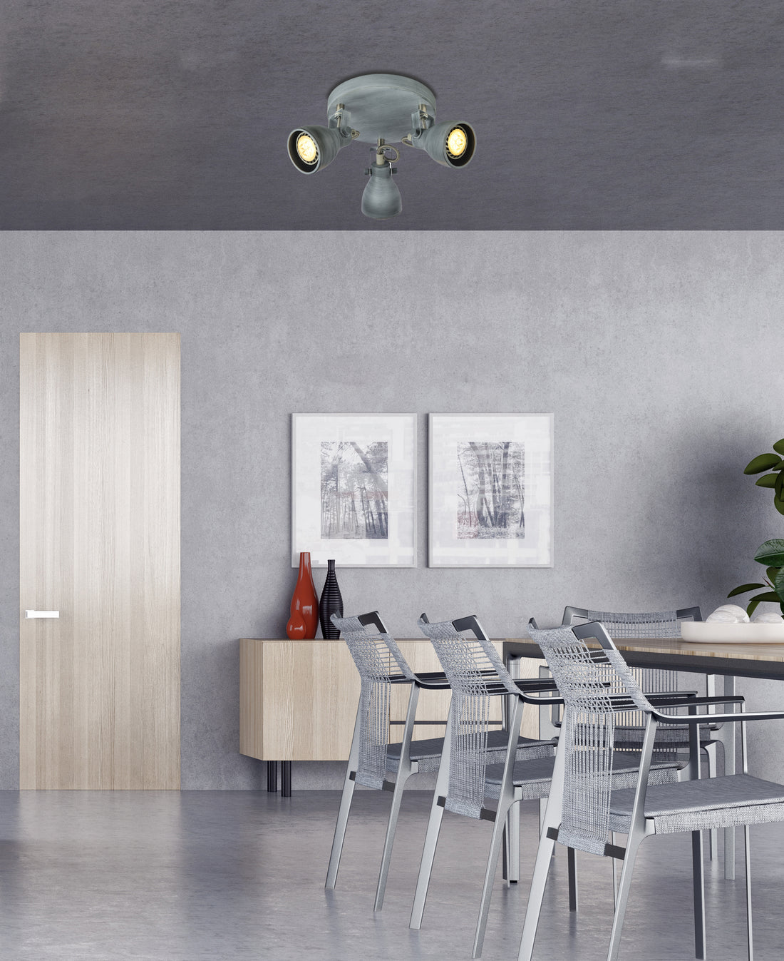 Plafonnier 3 Lampes Acier Mat Gris · Ash · photo 4