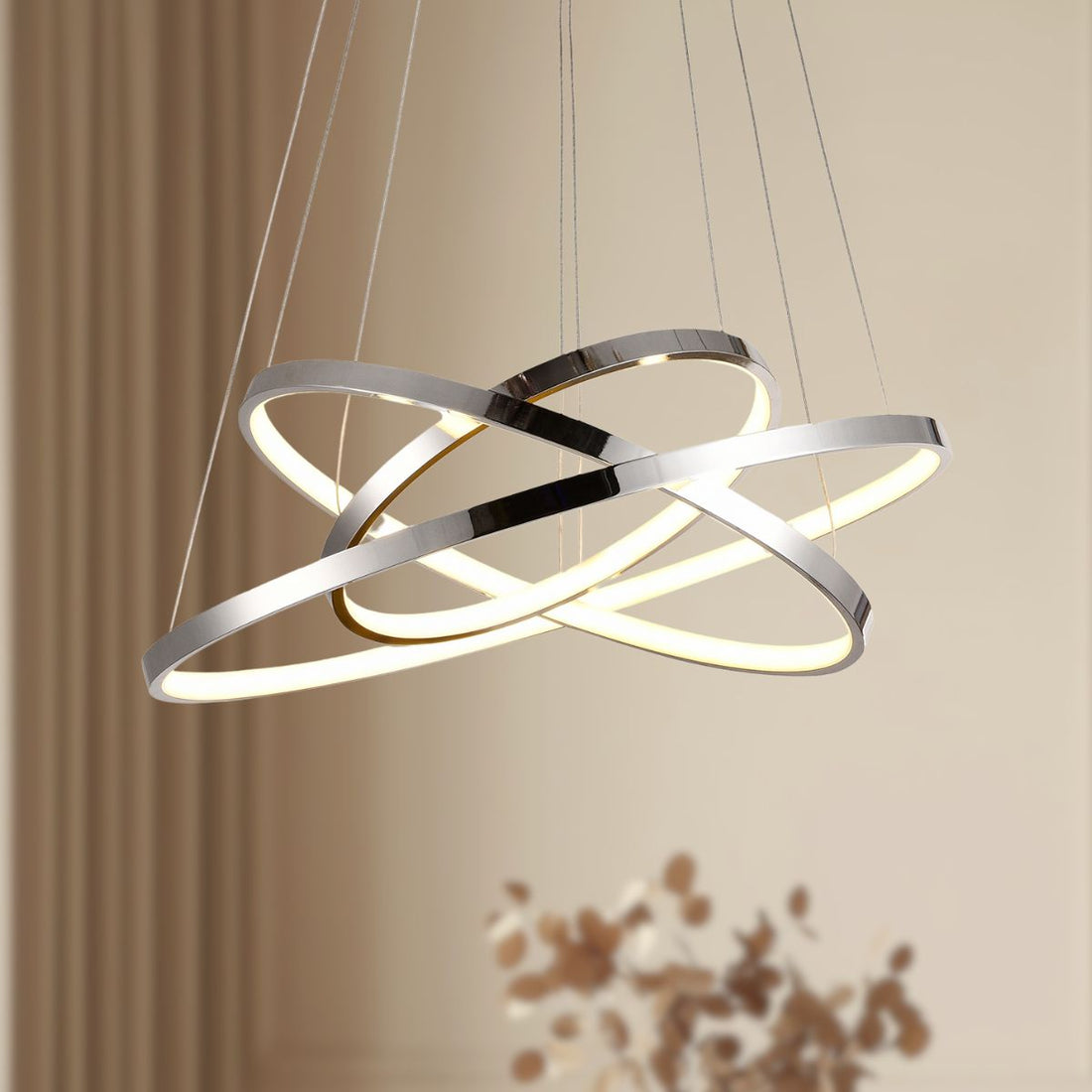 Suspension 3 Lampes LED Métal Chromé · Lune · photo 2