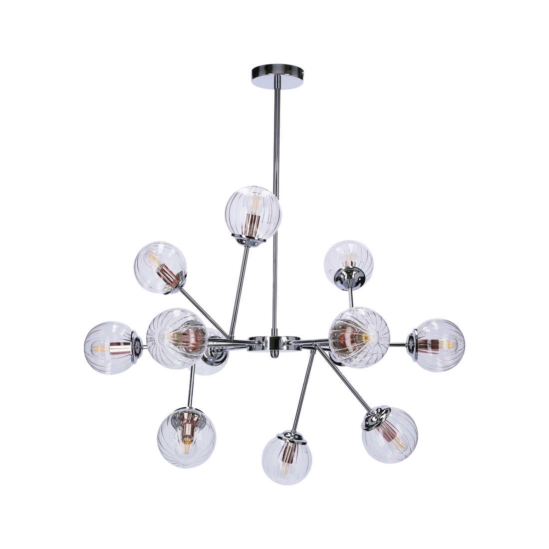Suspension 12 Lampes Métal Verre Chromé · Best
