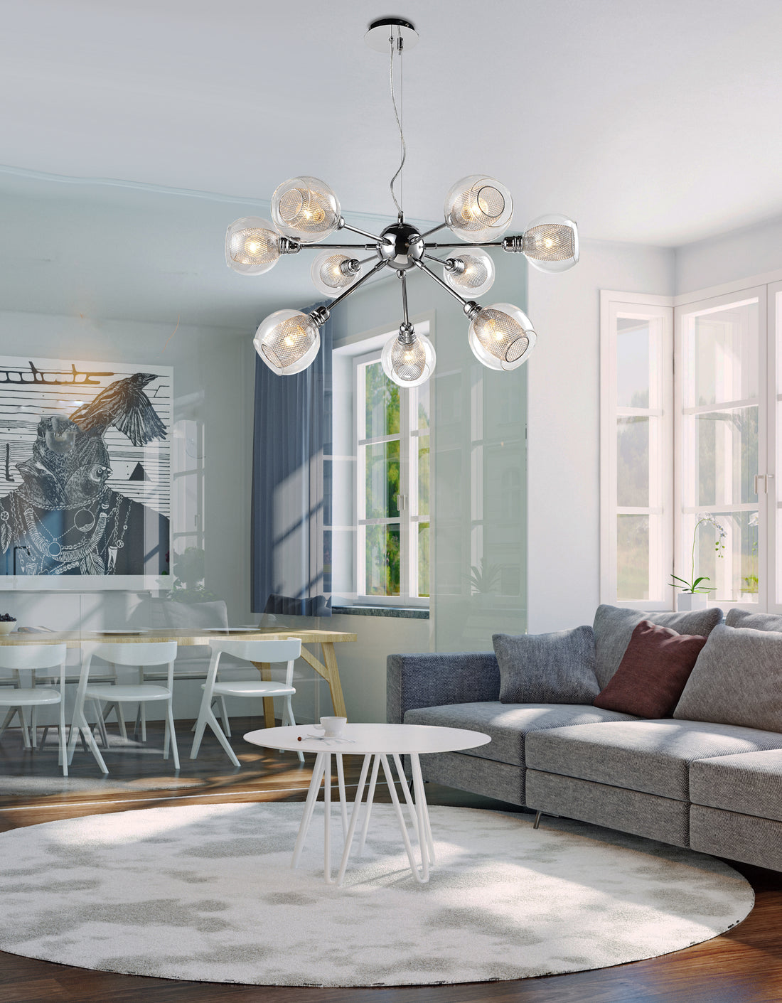 Suspension 9 Lampes Chromé E14 · Dixi · photo 3