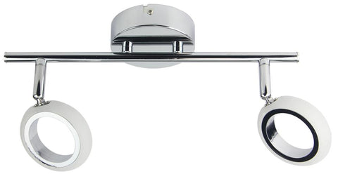 Plafonnier 2 Lampes LED Acier Composite Chromé Blanc · Aurelion