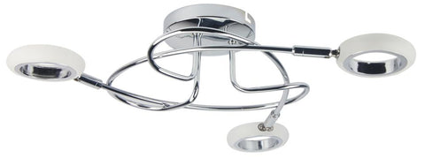Plafonnier 3 Lampes LED Acier Composite Chromé Blanc · Aurelion