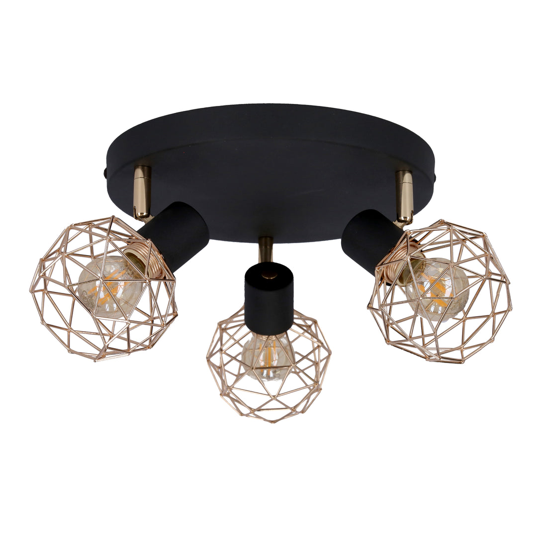 Plafonnier 3 Lampes Métal Noir Doré · Acrobat