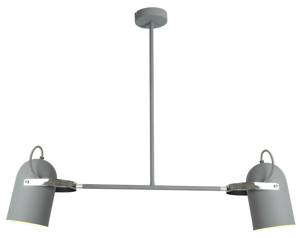 Suspension 2 Lampes Métal Gris