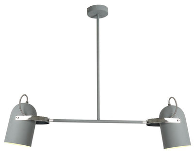 Suspension 2 Lampes Métal Gris