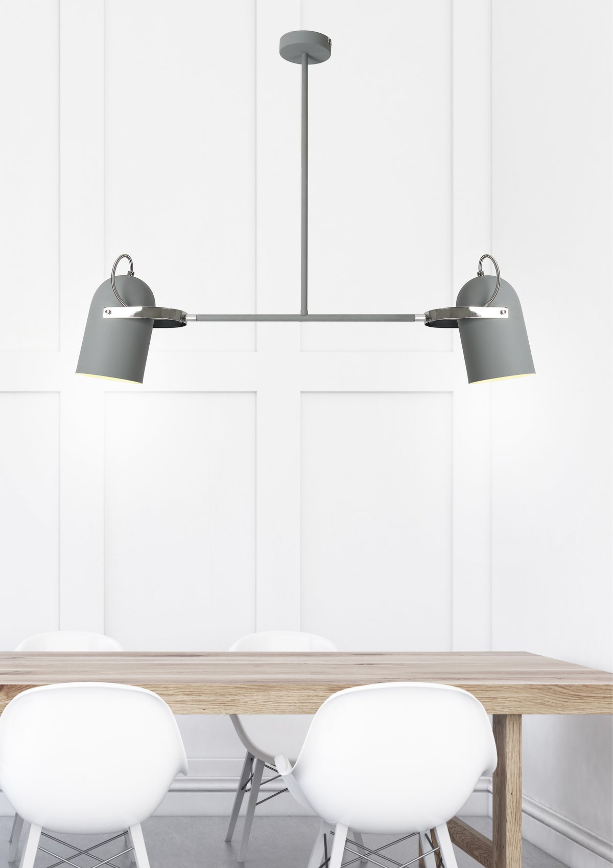 Suspension 2 Lampes Métal Gris · photo 2