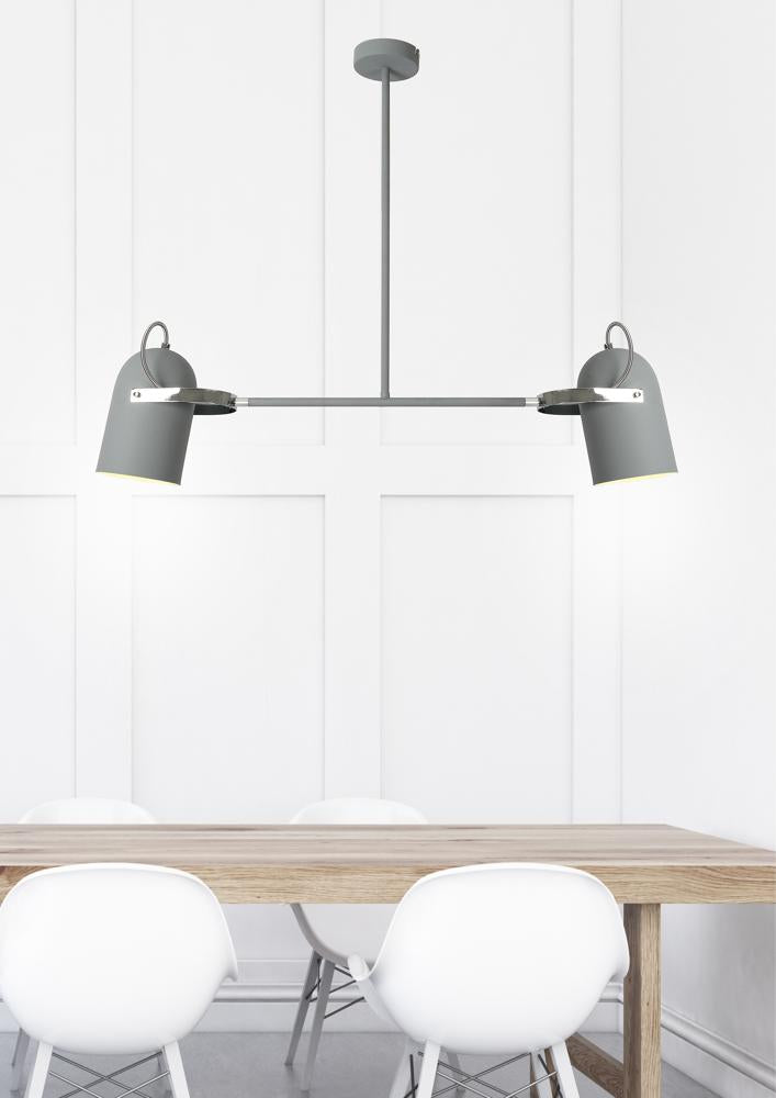 Suspension 2 Lampes Métal Gris · photo 3