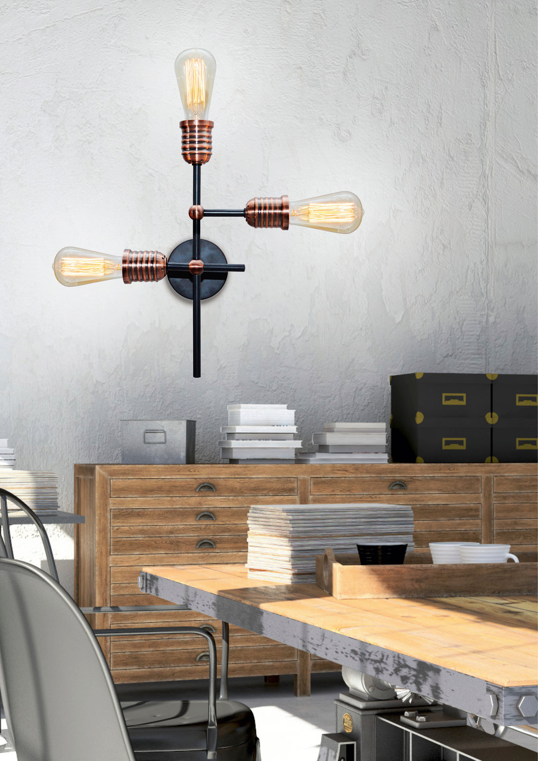 Suspension 3 Lampes Acier Noir · Kirimu · photo 2