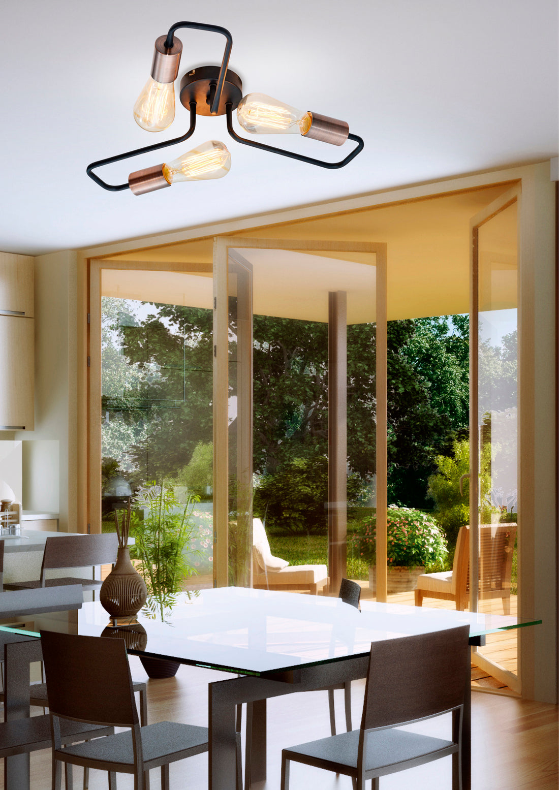 Suspension 3 Lampes Acier Noir · Herpe · photo 2