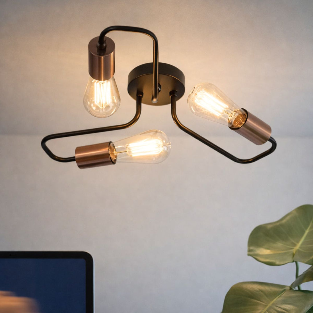 Suspension 3 Lampes Acier Noir · Herpe · photo 4