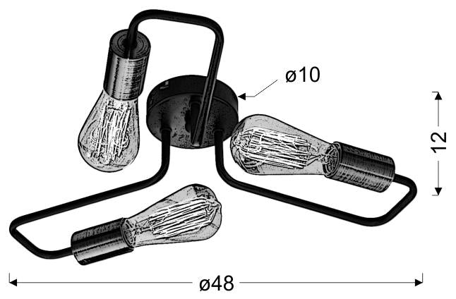 Suspension 3 Lampes Acier Noir · Herpe · photo 5